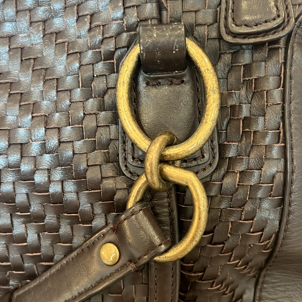 GUC modern vintage Y2K Coach Kristin woven leather hobo/crossbody. Dark brown - Picture 7 of 10